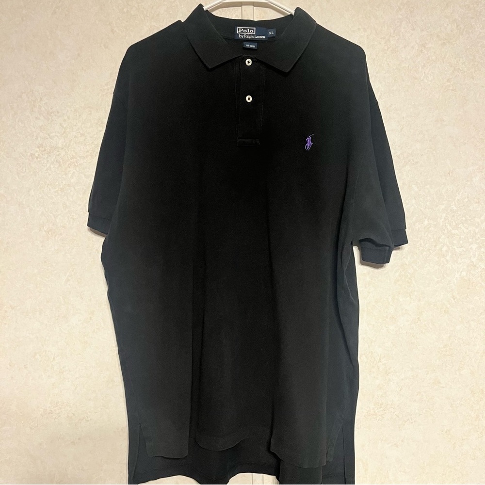 Ralph Lauren Black Polo Shirt with Purple‎ Logo